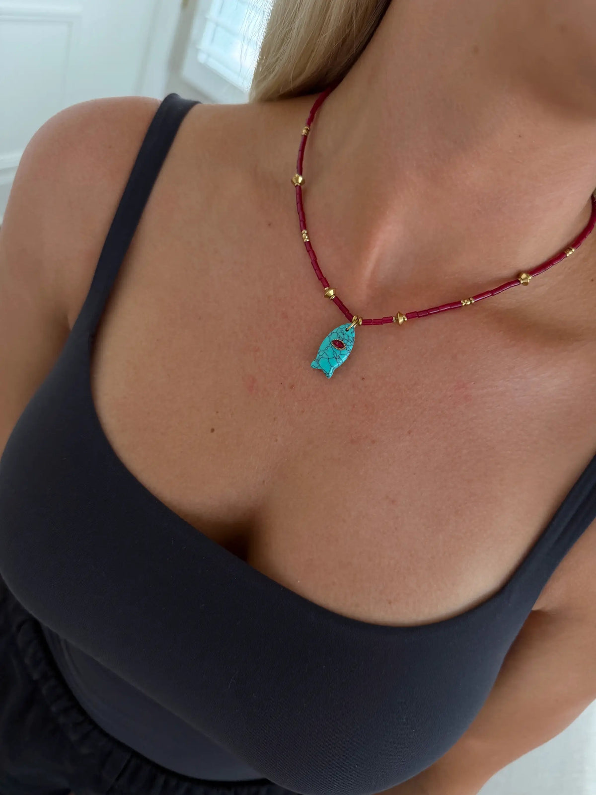 Blue Fish Sloane Necklace Water Resistant Adjustable 15 to 17 Inches by Chansuttpearls