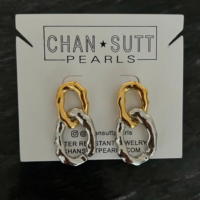 Gold And Silver Chain Earrings Water Resistant Hypoallergenic Jewelry