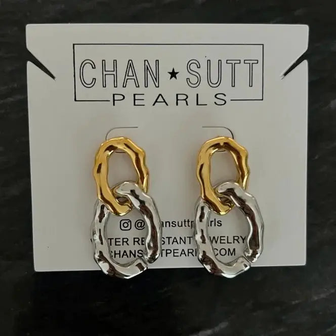 Gold And Silver Chain Earrings Water Resistant Hypoallergenic Jewelry by Chansuttpearls