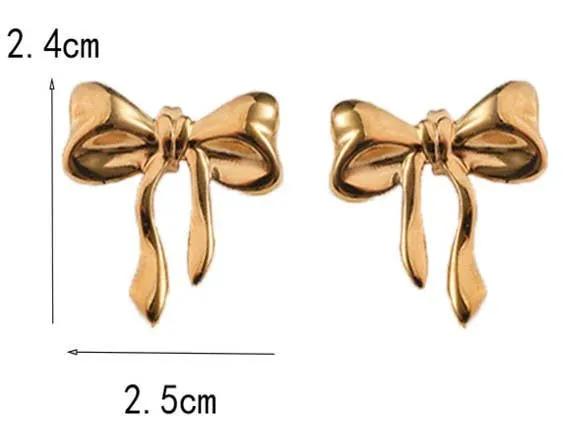 Bow Stud Earrings in 18K Gold Plated Stainless Steel TARNISH FREE by JOSSLYN by Wall to Wall