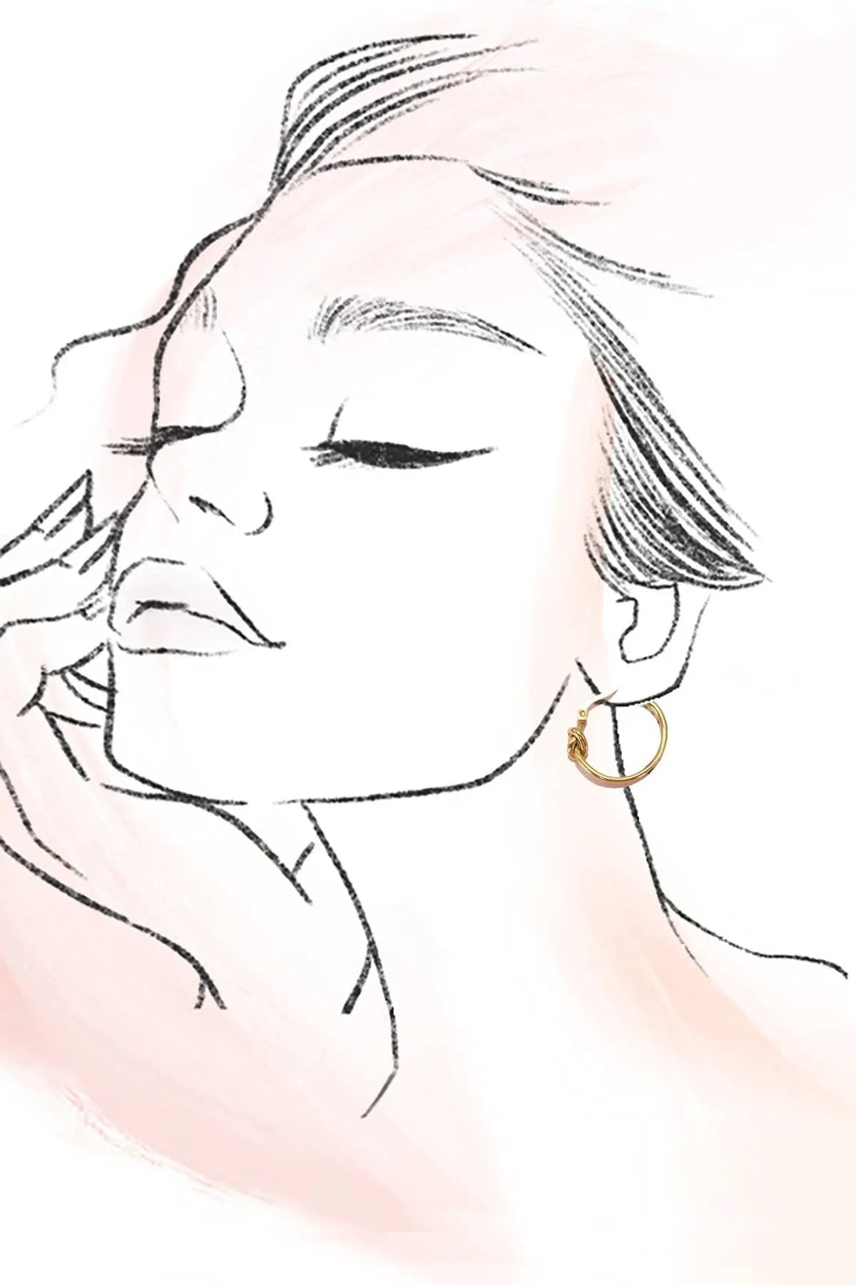 Gold Knotted Hoops 18K STAINLESS STEEL WATERPROOF TARNISH FREE by JOSSLYN by Wall to Wall