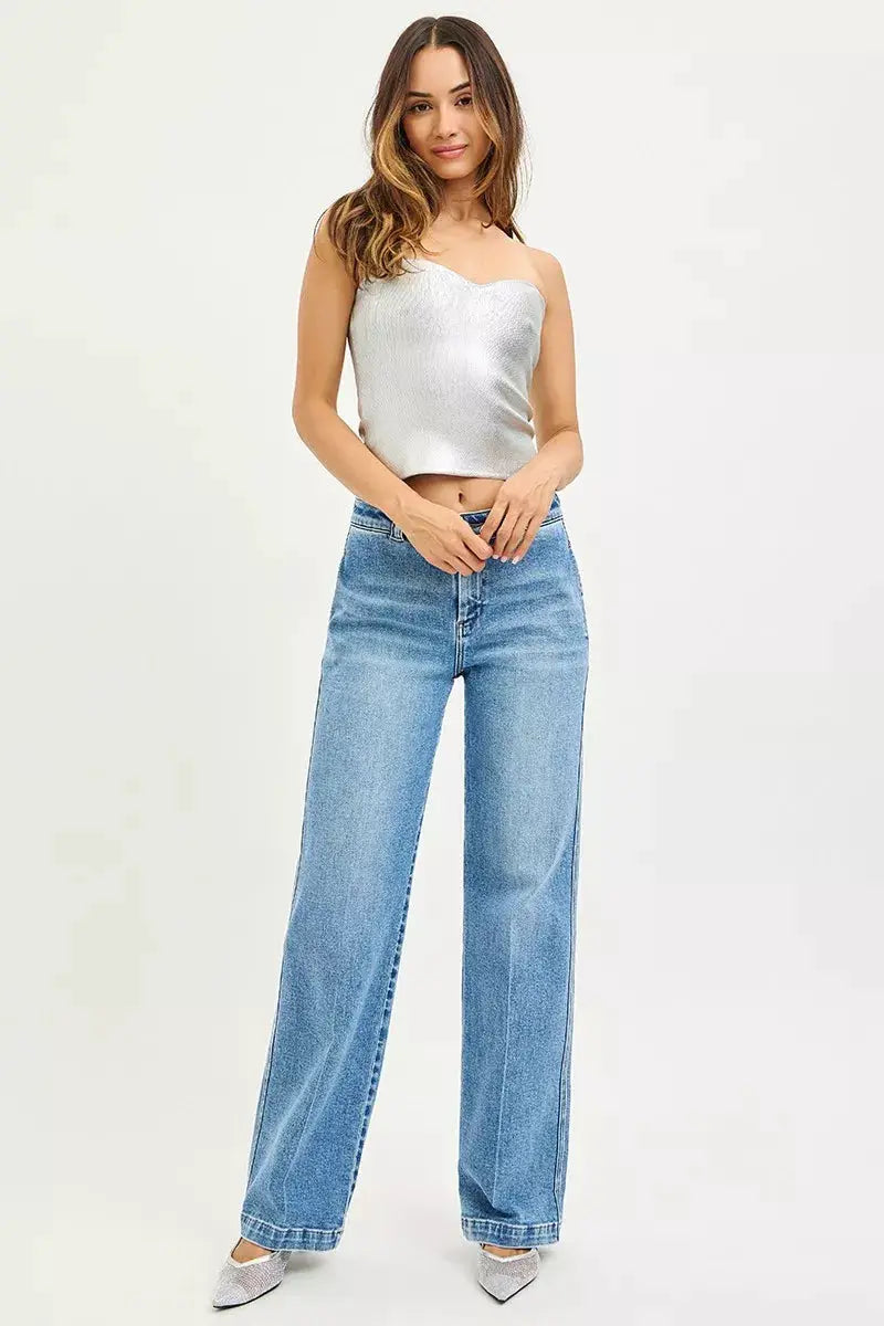 RISEN Slouchy Straight Jeans by Trendsi