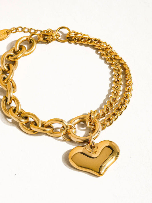 Allure 18K Gold Non-Tarnish Heart Chain Bracelet by Flânerie by MAIQ