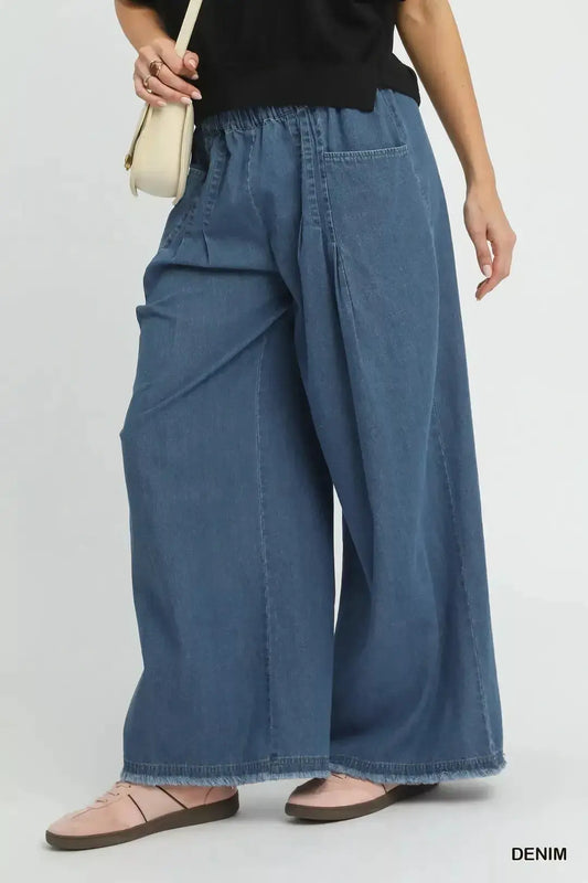 Umgee Stone Washed Wide Leg Pants by Trendsi