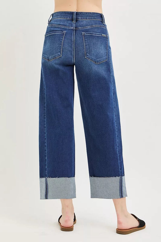 RISEN Full Size Slouchy Crop Barrel Cuffed Jeans Plus Size by Trendsi