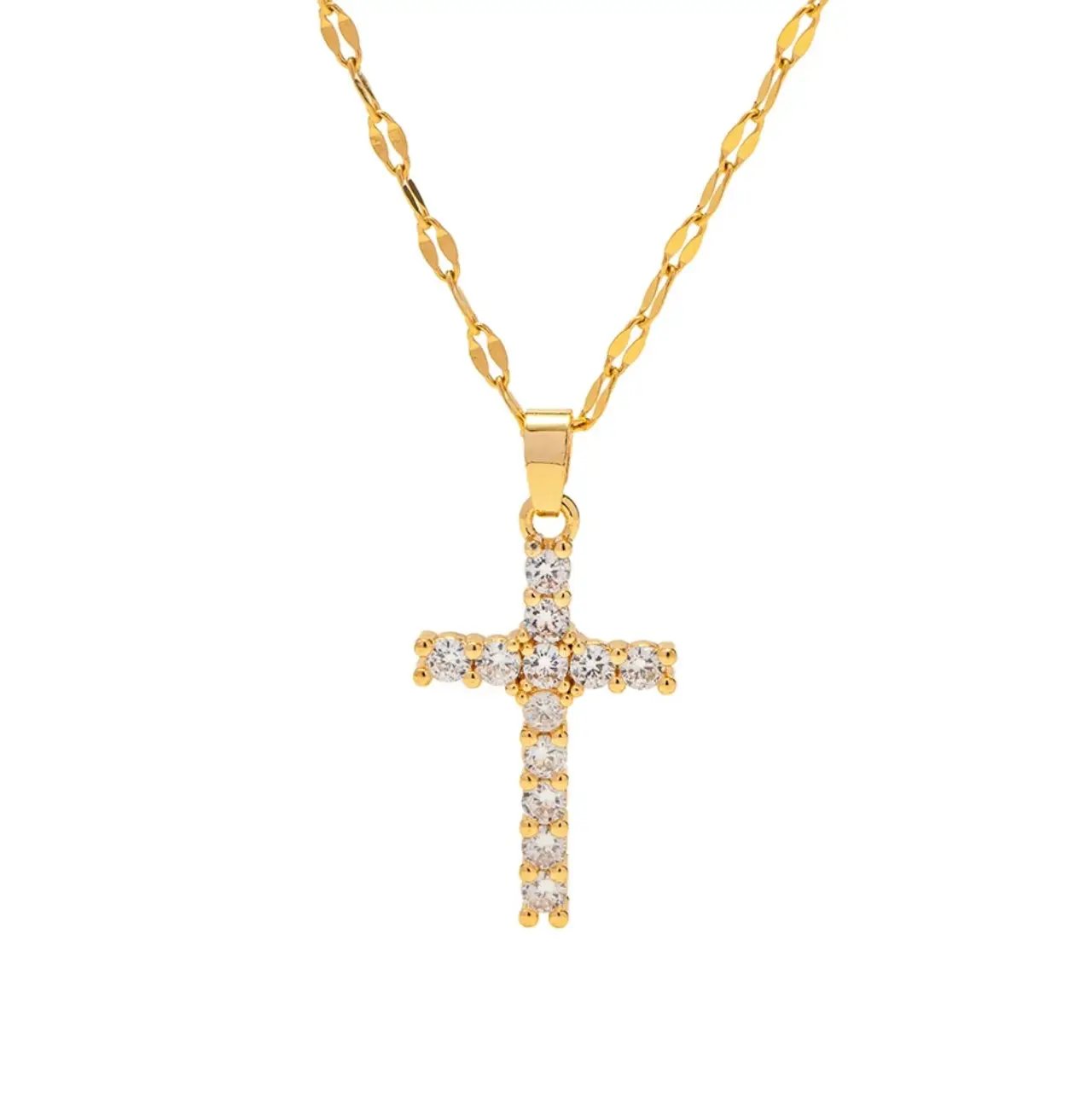 SPARKLE CROSS NECKLACE by Chansuttpearls