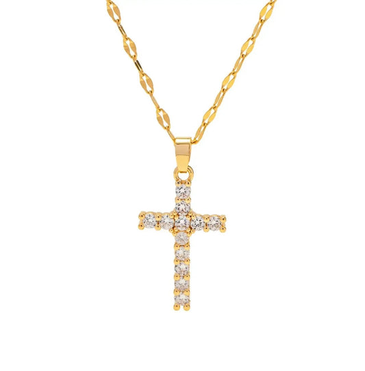 SPARKLE CROSS NECKLACE by Chansuttpearls