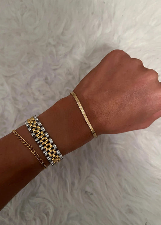 THICK TWO TONED BRACELET by Chansuttpearls