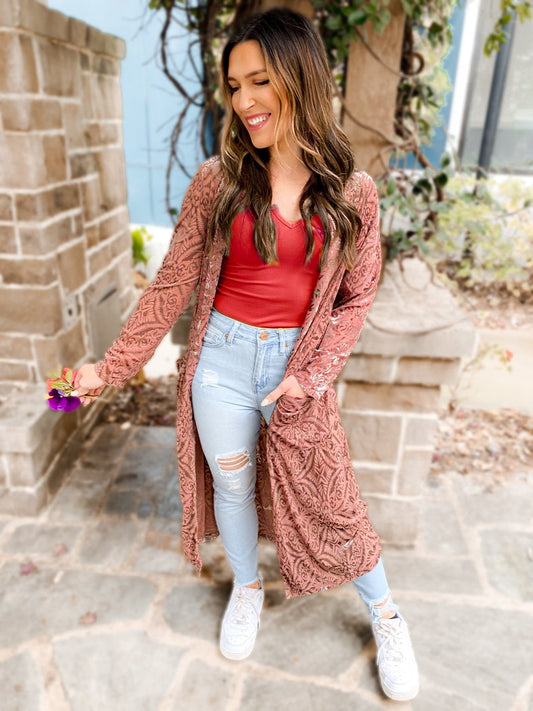 Mabel Mesh & Velvet Duster Cardigan - Girl Code Couture