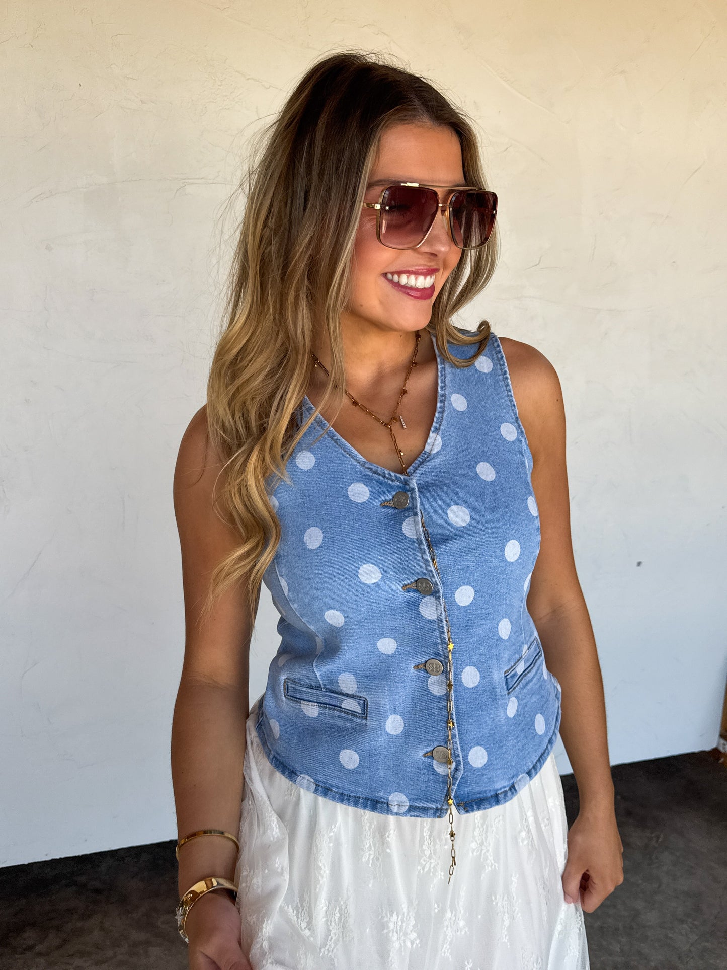 SPRINKLE ME DENIM VEST by Blakeley