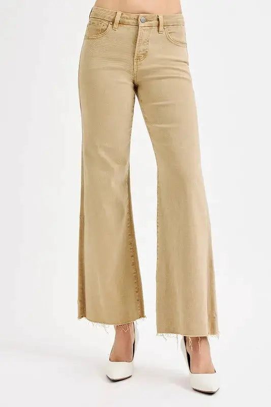 RISEN Full Size Raw Hem Wide Leg Jeans Plus Size by Trendsi