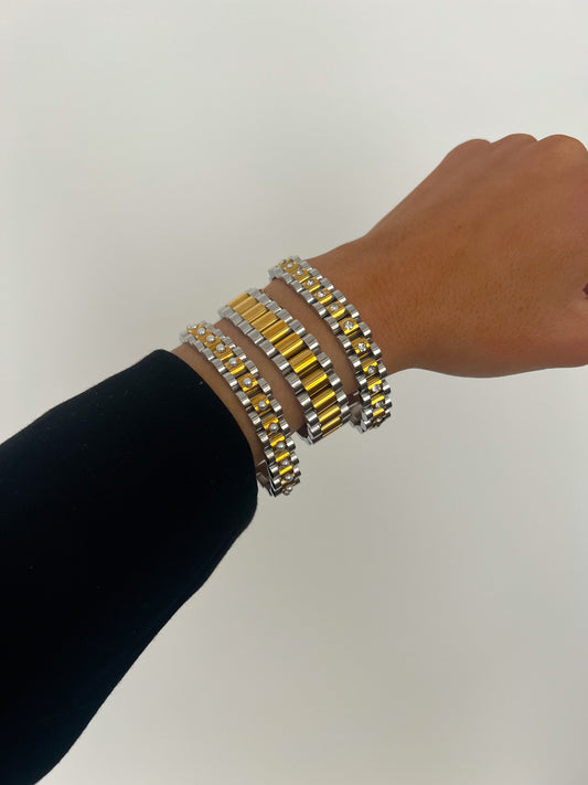 PEARL TWO TONED WATCH BAND BRACELET by Chansuttpearls