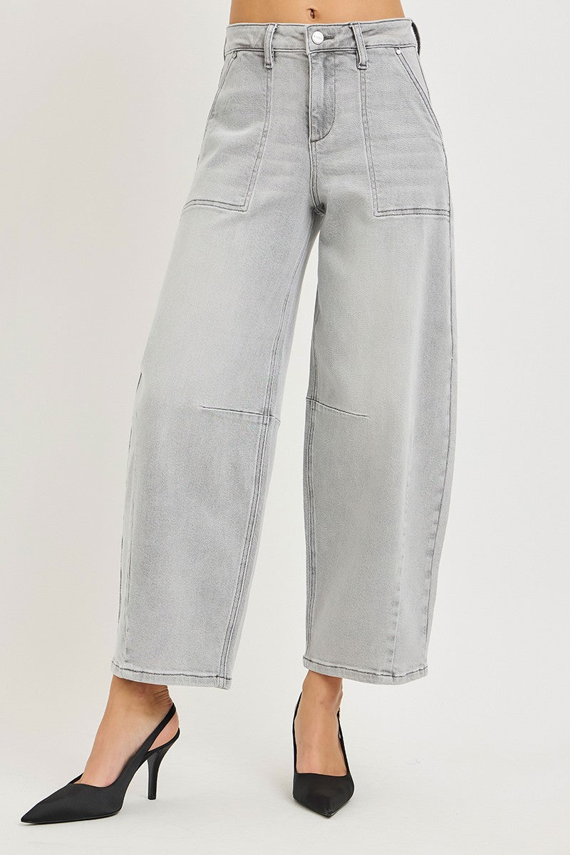 RISEN Slouchy Cropped Barrel Jeans by Trendsi