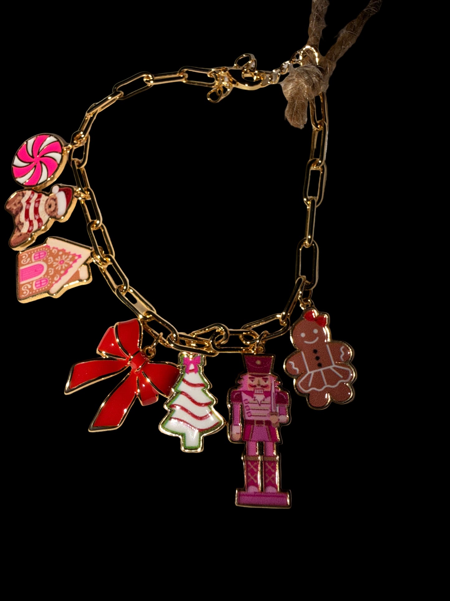 Gingerbread Wonderland Christmas Charm Bracelet Dipped in 18K Gold