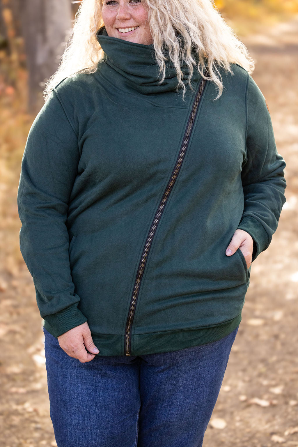 IN STOCK Quinn ZipUp Cowl - Evergreen FINAL SALE