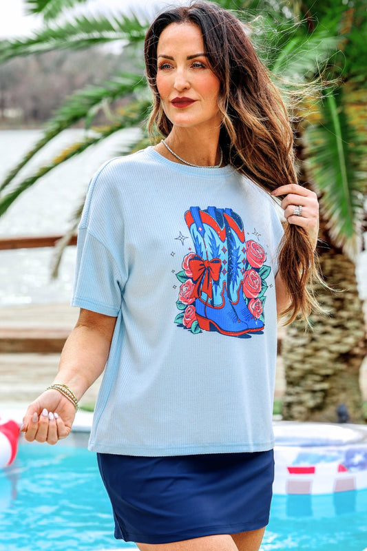 Patriotic Boots Waffle Tee by Jess Lea