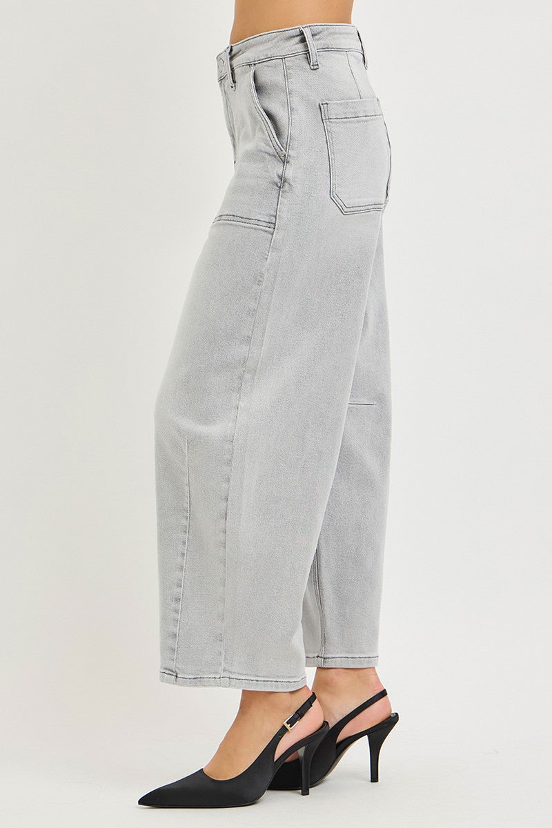 RISEN Slouchy Cropped Barrel Jeans by Trendsi