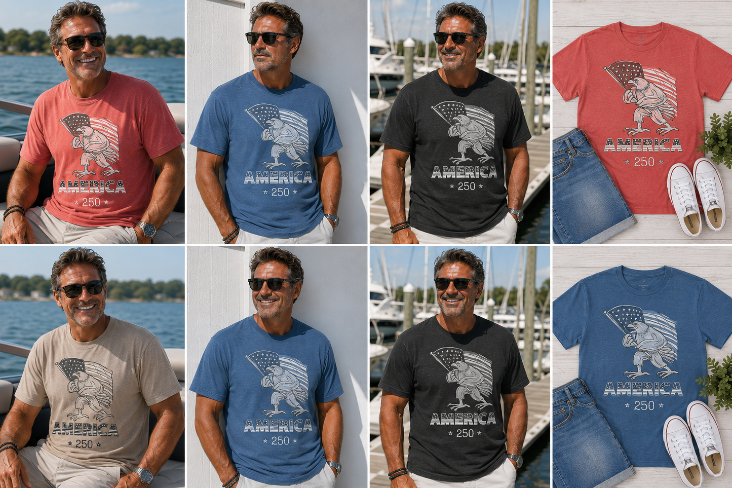 America 250 Eagle Flag Unisex T-Shirt by Knitted Grace
