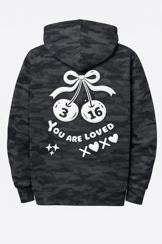 God Is Great Life Is Sweet Puff Print Hoodie