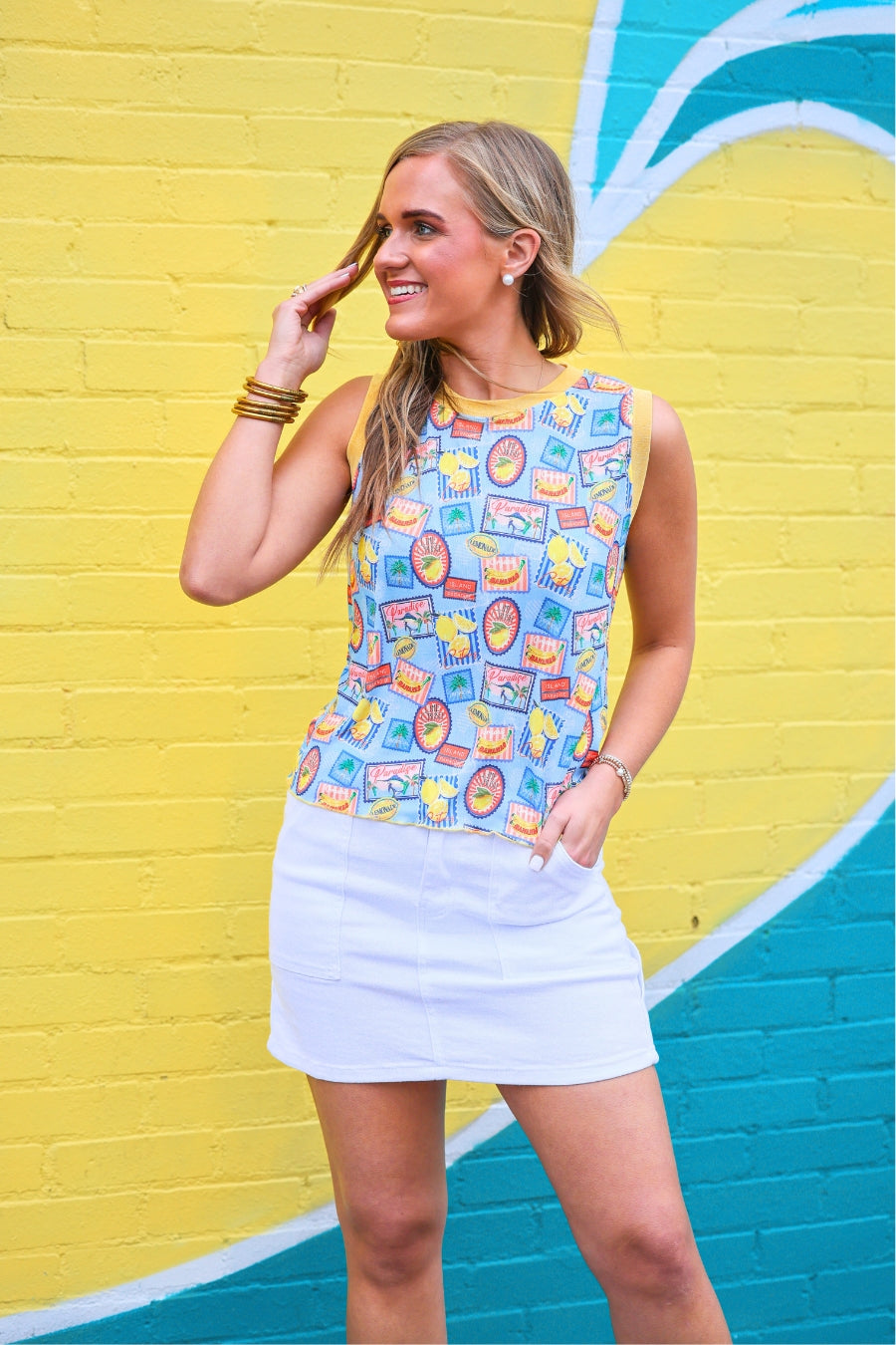 Heatwave Ribbed Tank- Citrus Escape