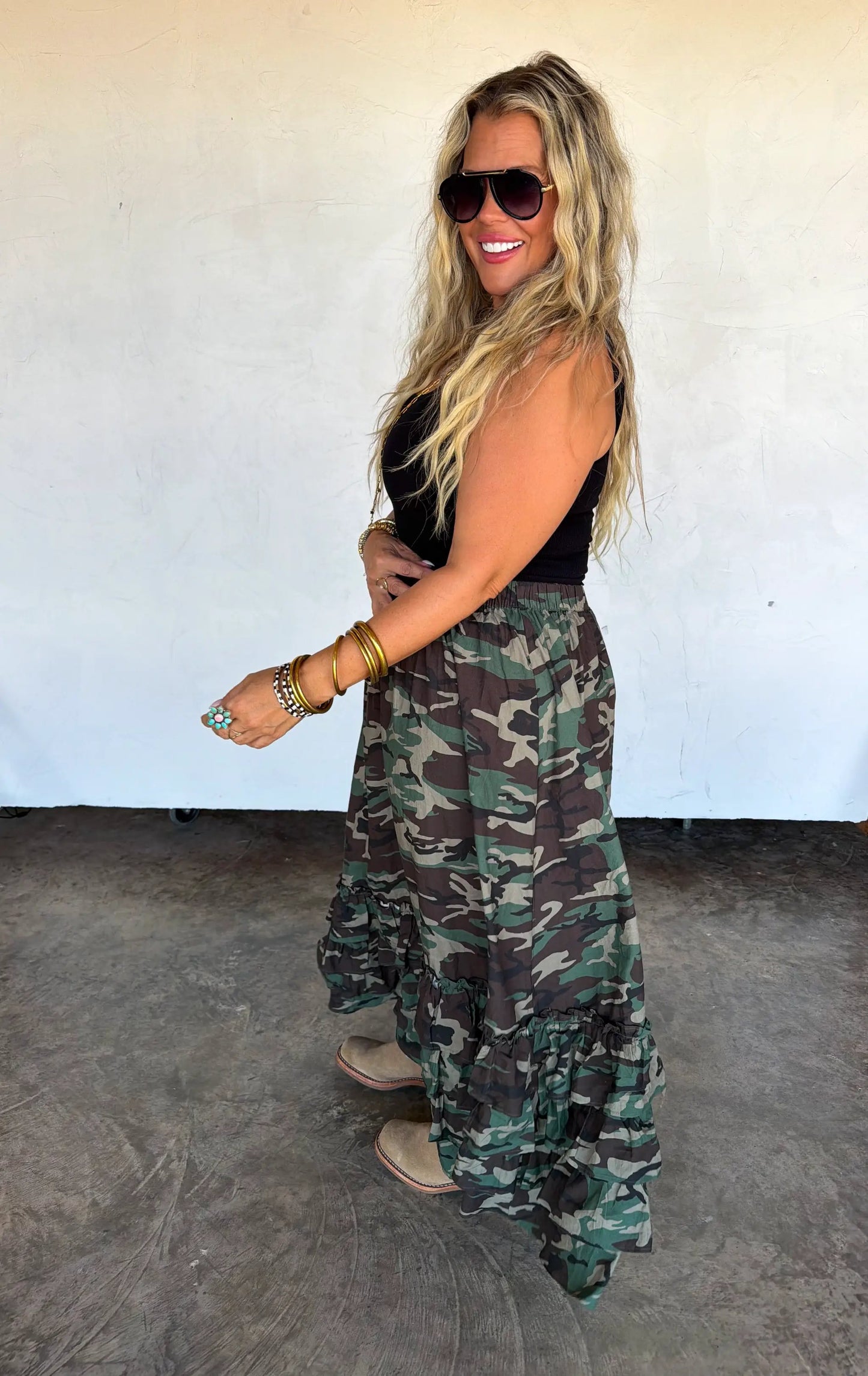 PREORDER- HIDDEN GEM CAMO MAXI SKIRT by BLAKELEY