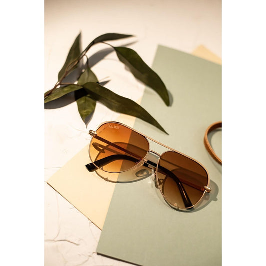 Ready to Ship | The Alex Gold / Caramel Tea - High Quality Unisex Aviator Sunglasses *