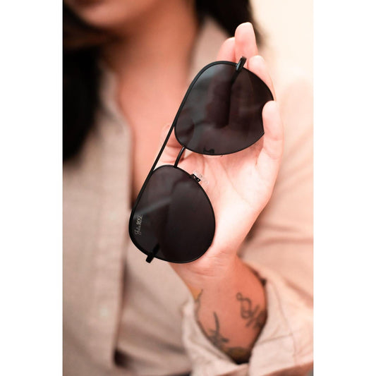 Ready to Ship | The Alex Black/Black - High Quality Unisex Aviator Sunglasses by Julia Rose®