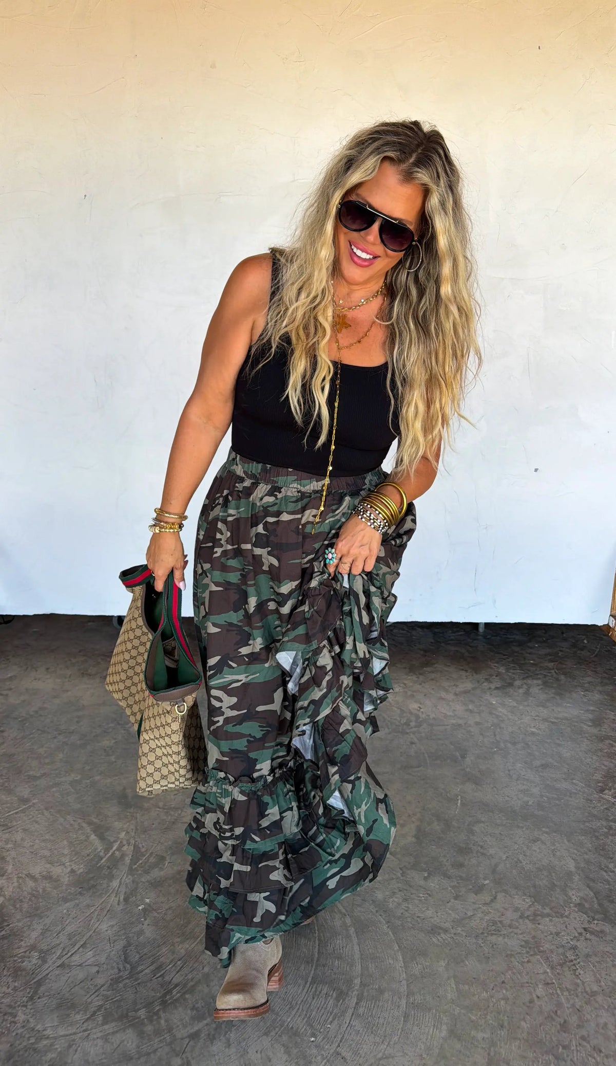 PREORDER- HIDDEN GEM CAMO MAXI SKIRT by BLAKELEY