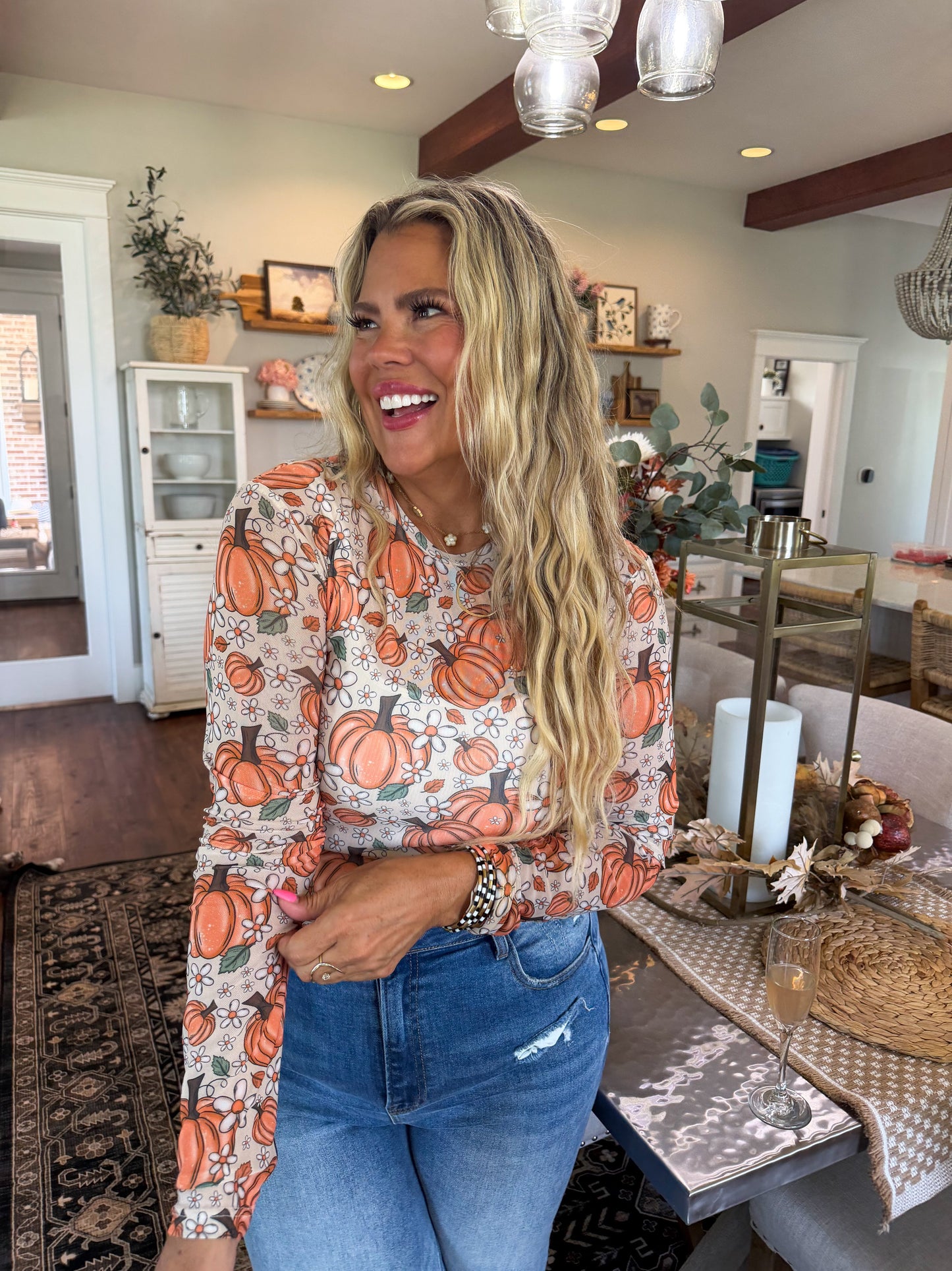 PREORDER- HARVEST BLOOM MESH TOP by Blakeley