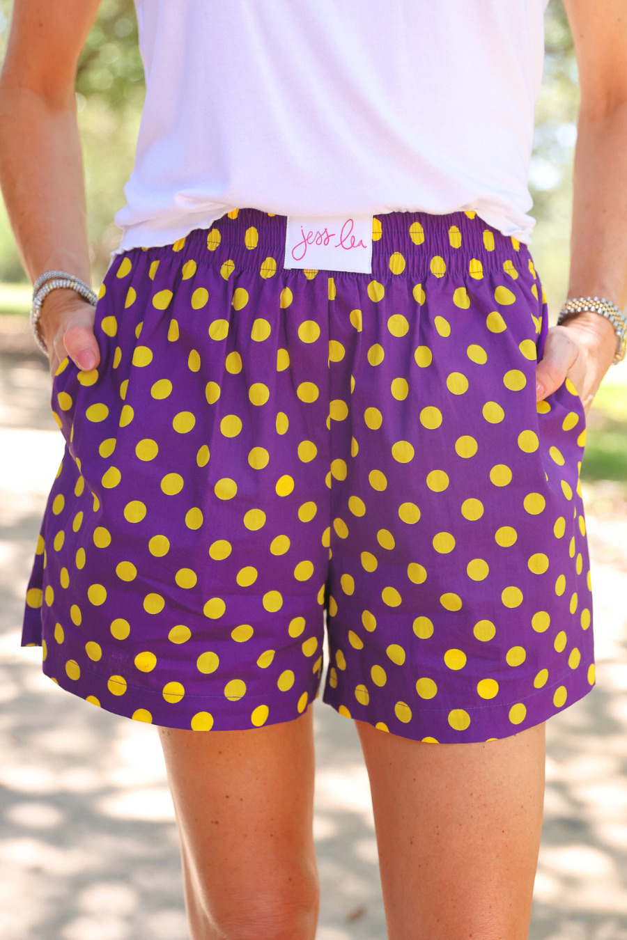 PREORDER- Easy Win Polka Dot Boxer Shorts- Purple by Jess Lea