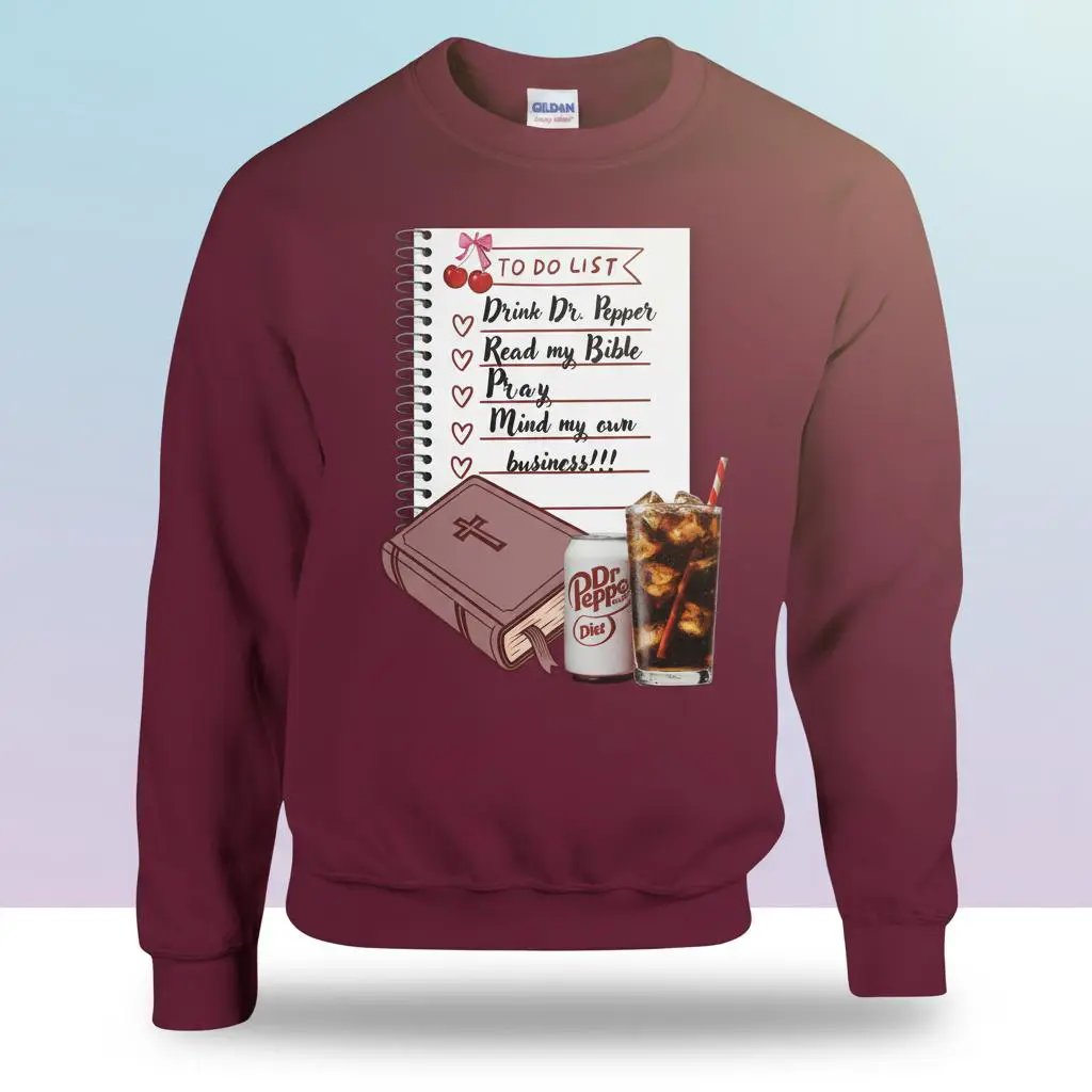 Bible & Soda Pop Classic Unisex Crewneck Sweatshirt | Gildan® 18000 Maroon by Knitted Grace Boutique