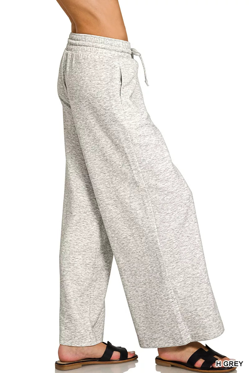 Zenana Scuba Drawstring Wide Leg Pants by Trendsi