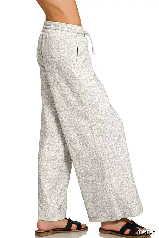 Zenana Scuba Drawstring Wide Leg Pants by Trendsi