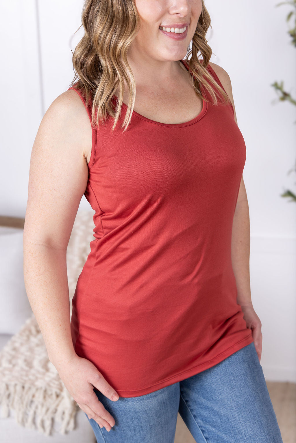 IN STOCK Luxe Crew Tank - Papaya FINAL SALE