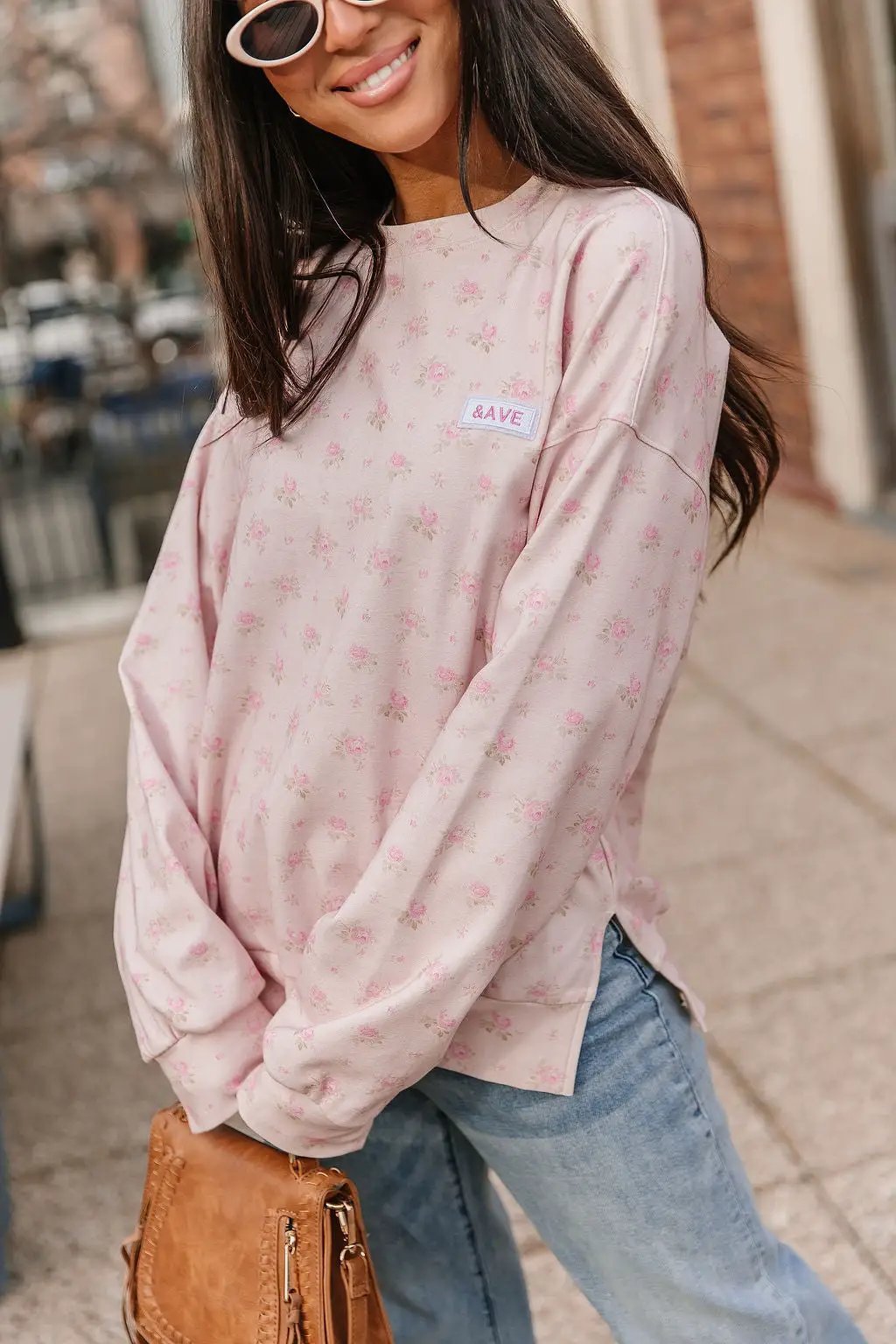 University SideSlit Pullover - Tea Rose by Ampersand Avenue