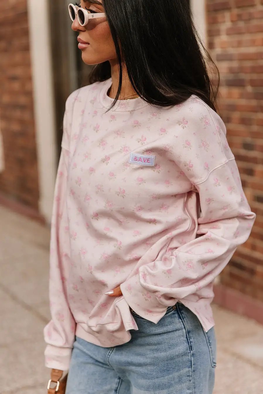University SideSlit Pullover - Tea Rose by Ampersand Avenue