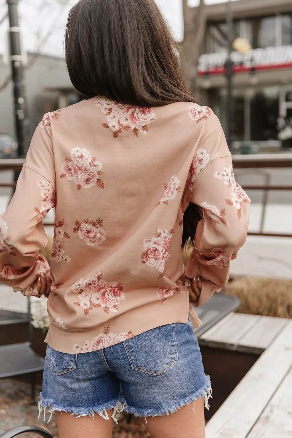 University SideSlit Pullover - Peachy Petals by Ampersand Avenue