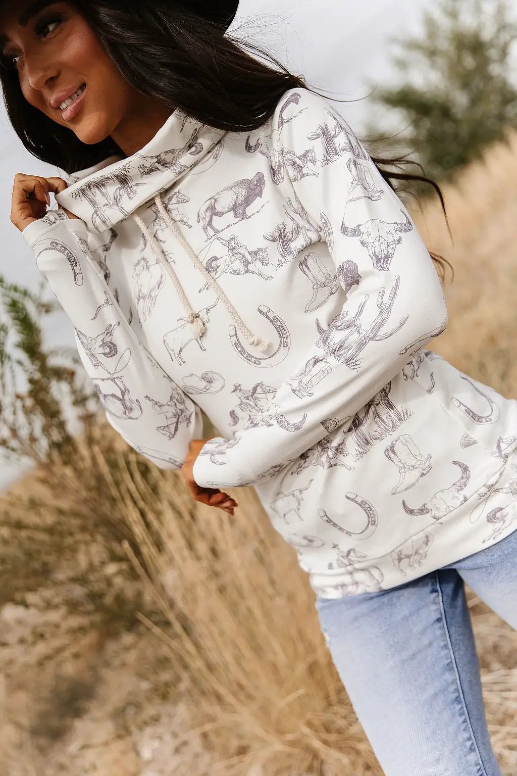 CowlNeck Sweatshirt - Home On The Range by Ampersand Avenue