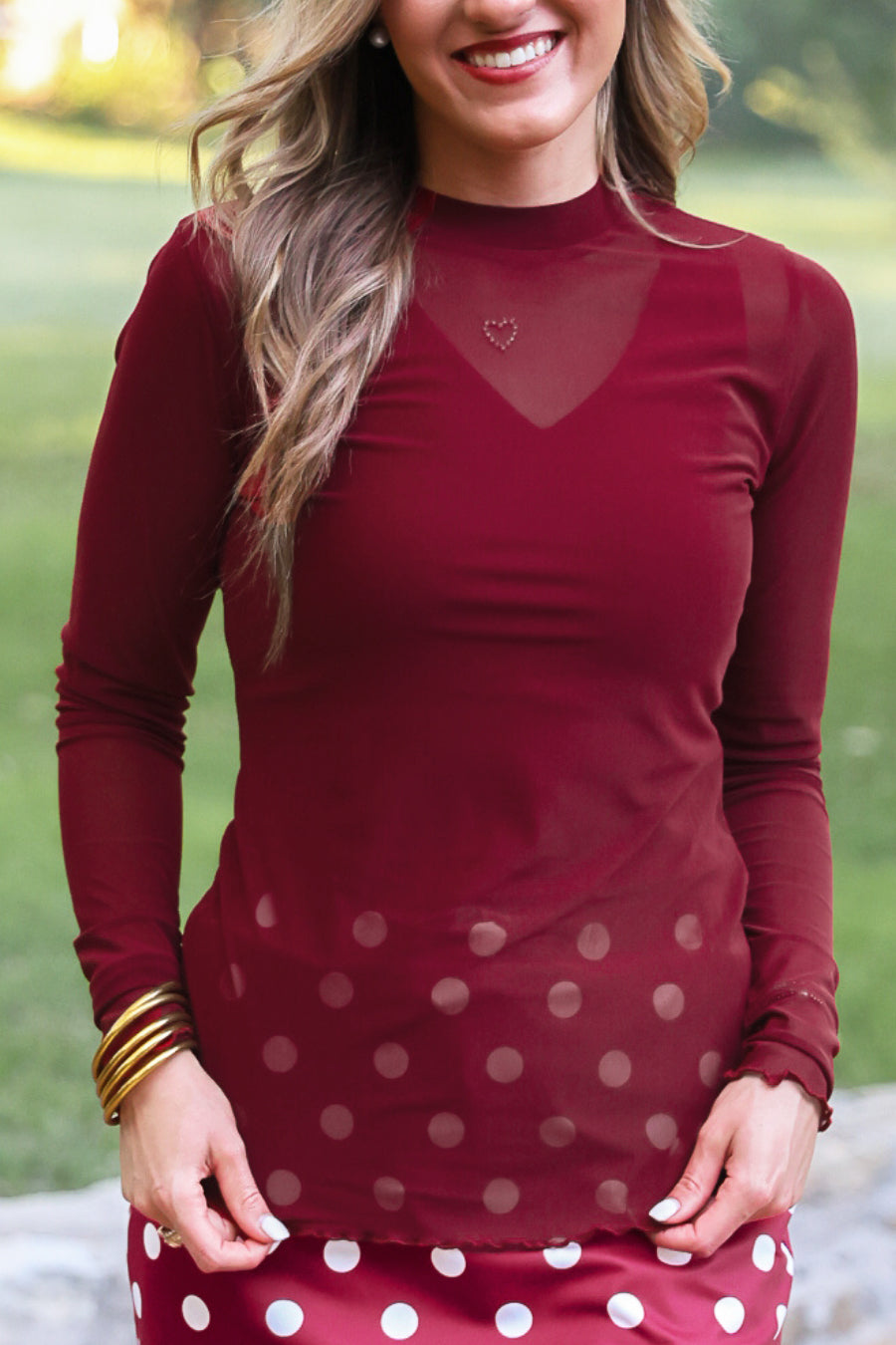 PREORDER- Kate Mesh Top- Burgundy by Jess Lea