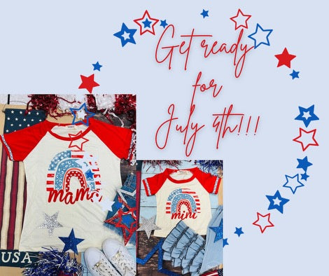 Girl's Mini Patriotic Rainbows Shirt by Knitted Grace Boutique