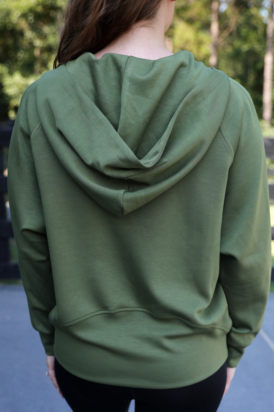 PREORDER- Kayla Luxe Hooded Quarter Zip Pullover- Olive