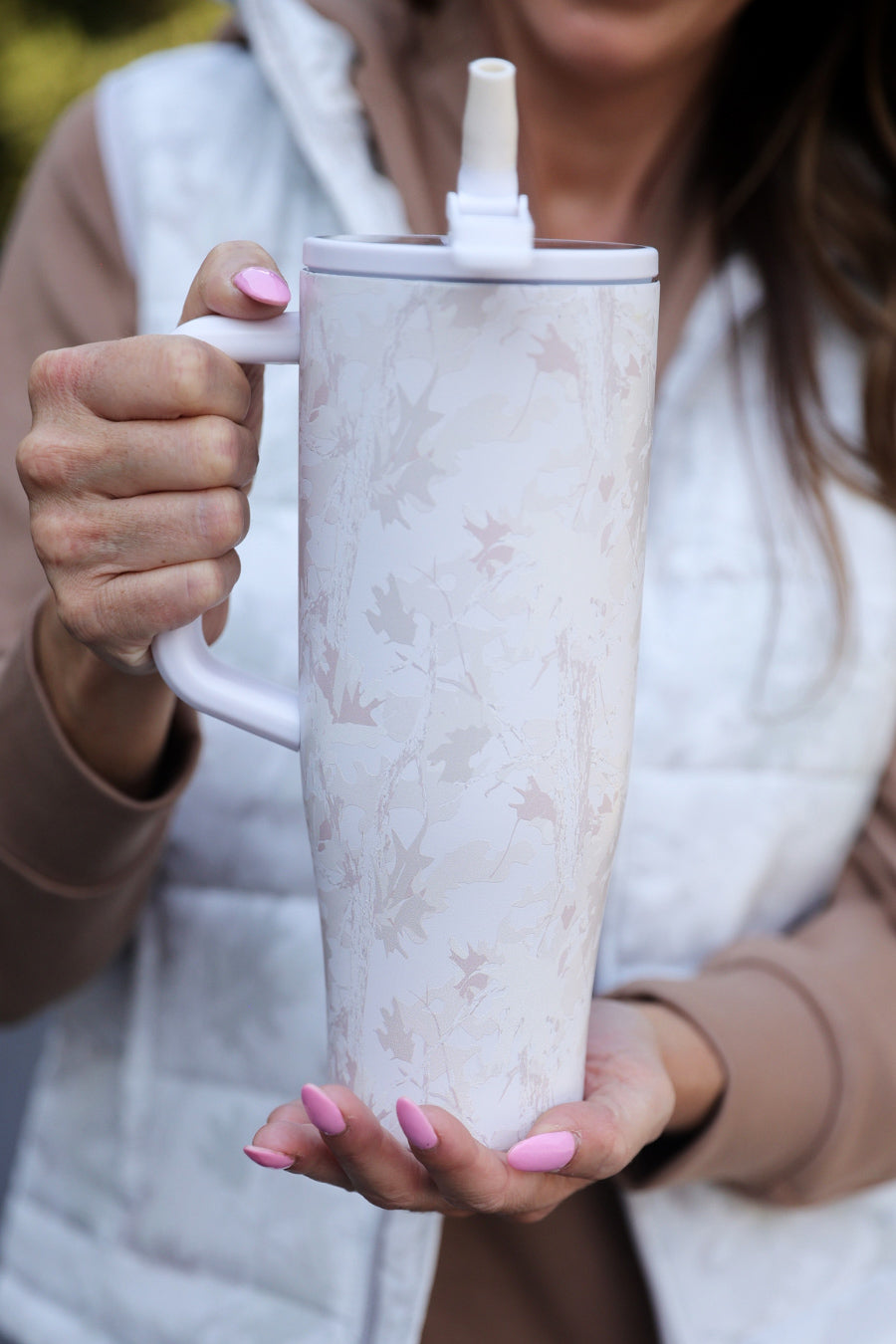 PREORDER- Chloe Camo Sleek Tumbler - White by Jess Lea