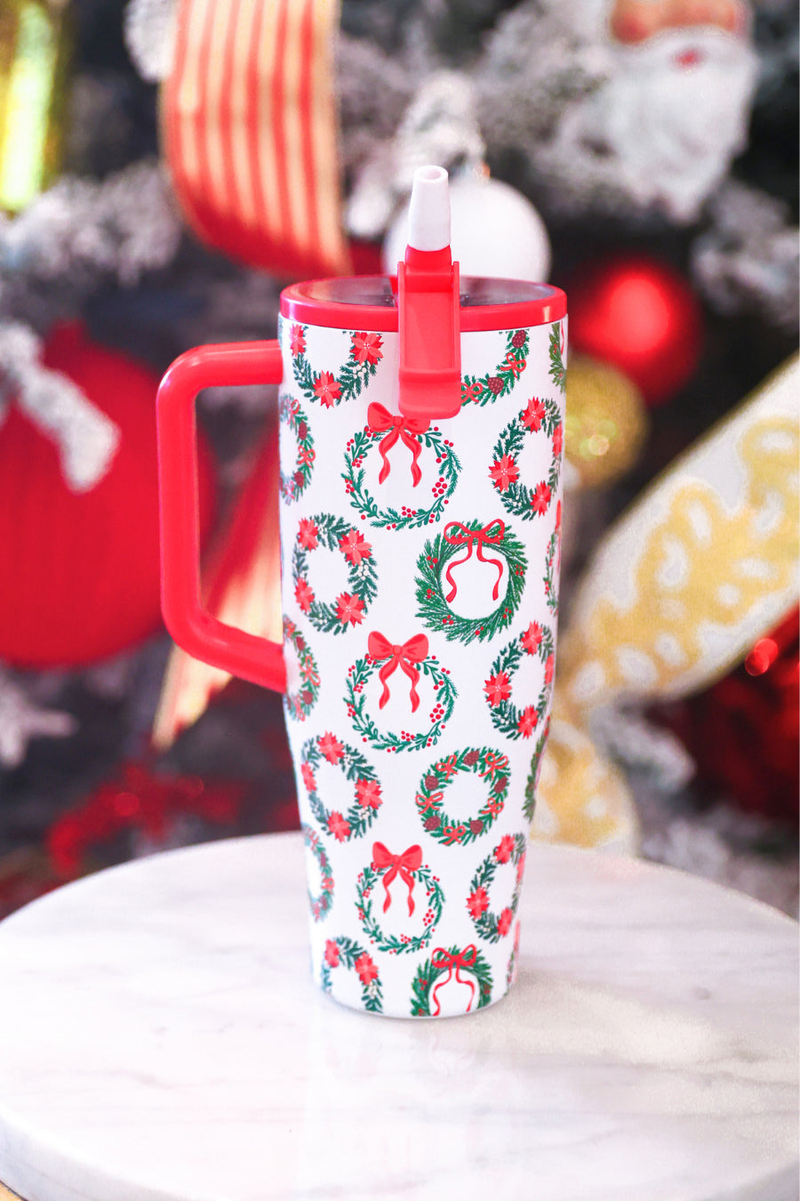 PREORDER- Ribbon Wreath Sleek Tumbler by Jess Lea