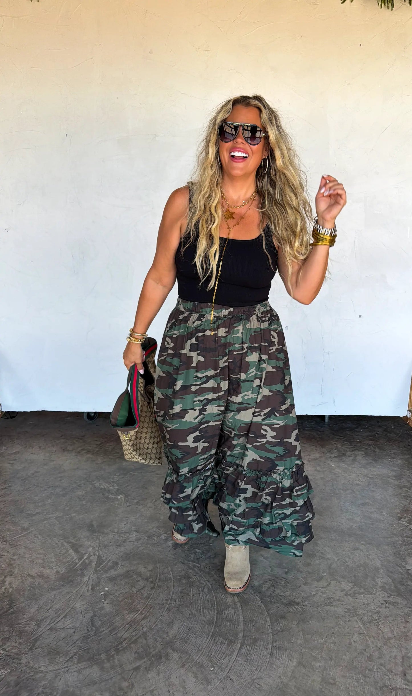 PREORDER- HIDDEN GEM CAMO MAXI SKIRT by BLAKELEY