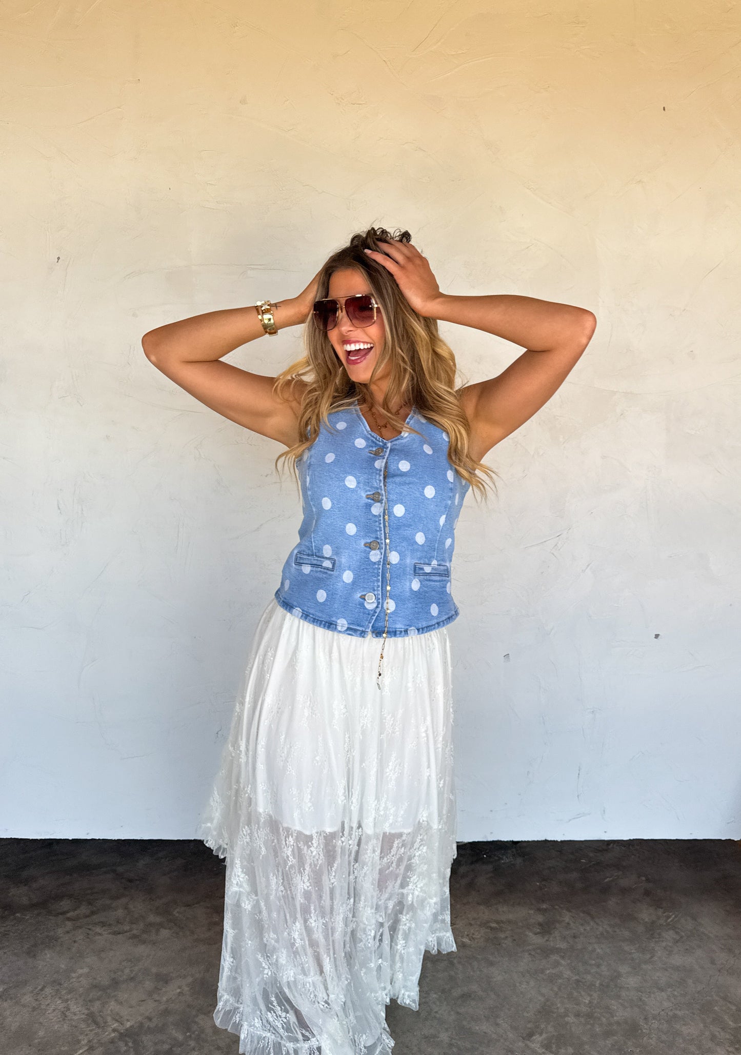 SPRINKLE ME DENIM VEST by Blakeley