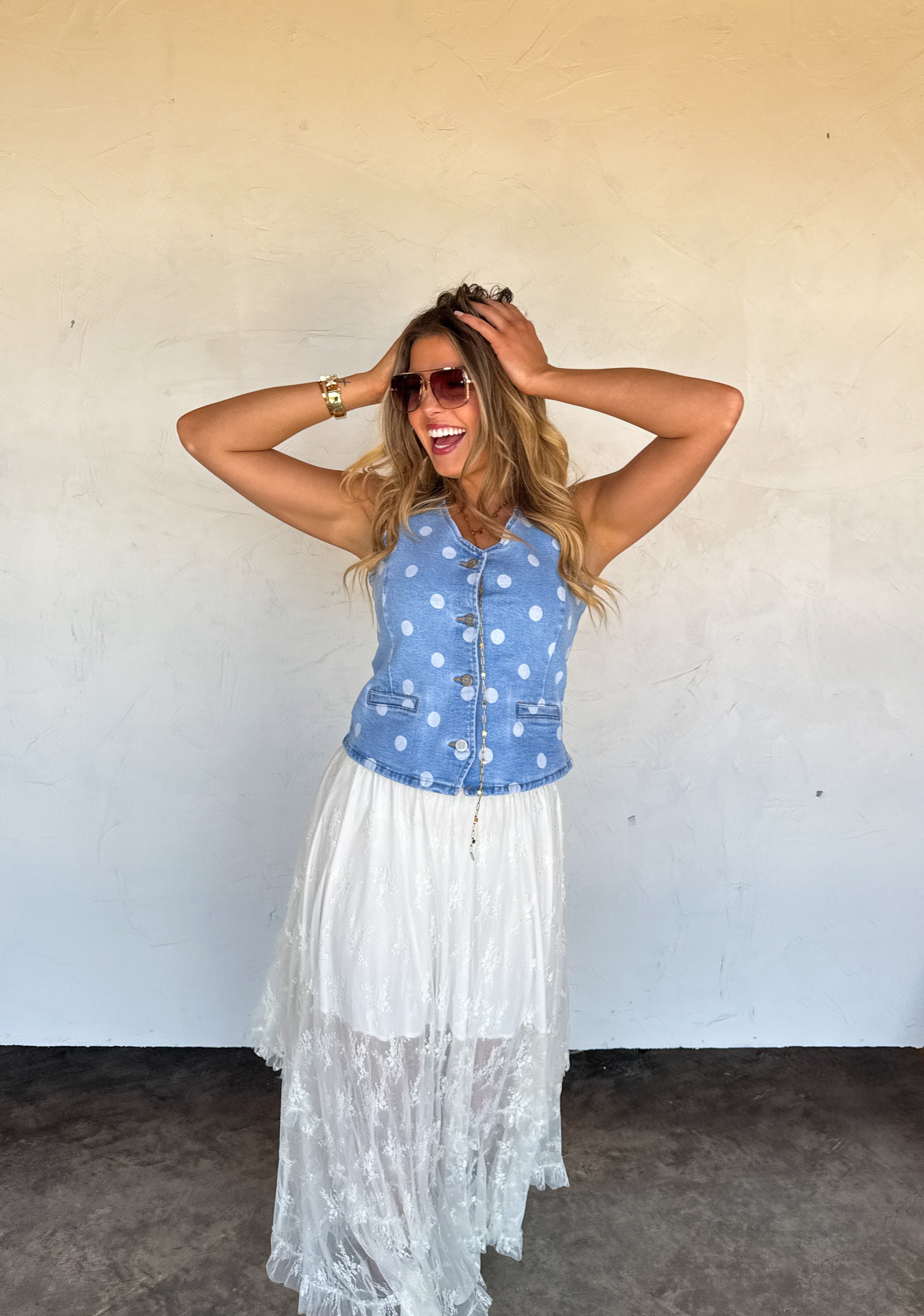 SPRINKLE ME DENIM VEST by Blakeley