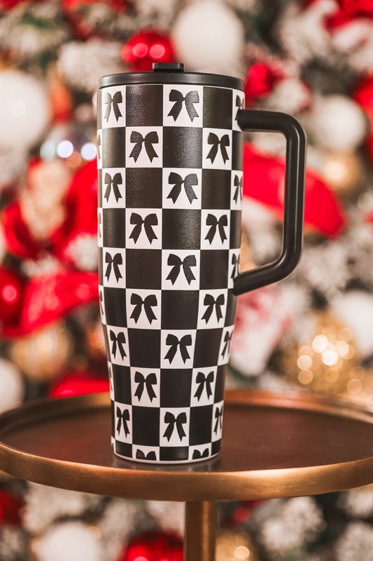 Bow Chic Checkered Sleek Tumbler by Jess Lea