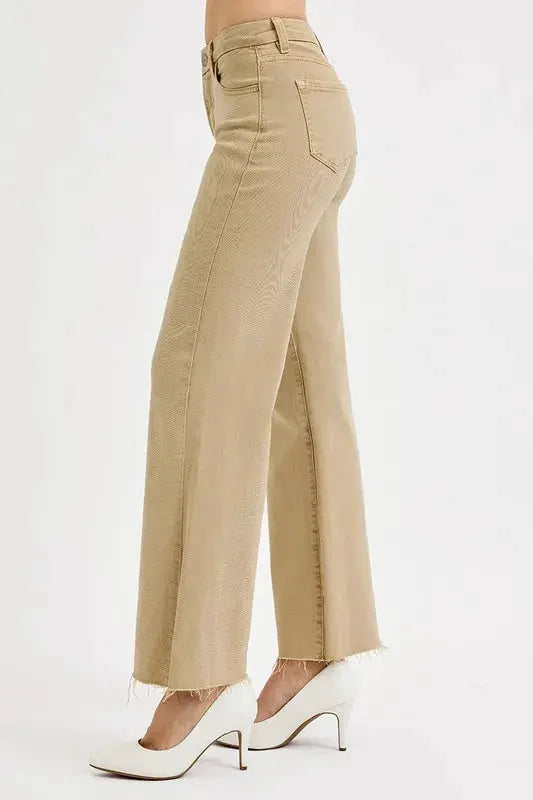 RISEN Full Size Raw Hem Wide Leg Jeans Plus Size by Trendsi