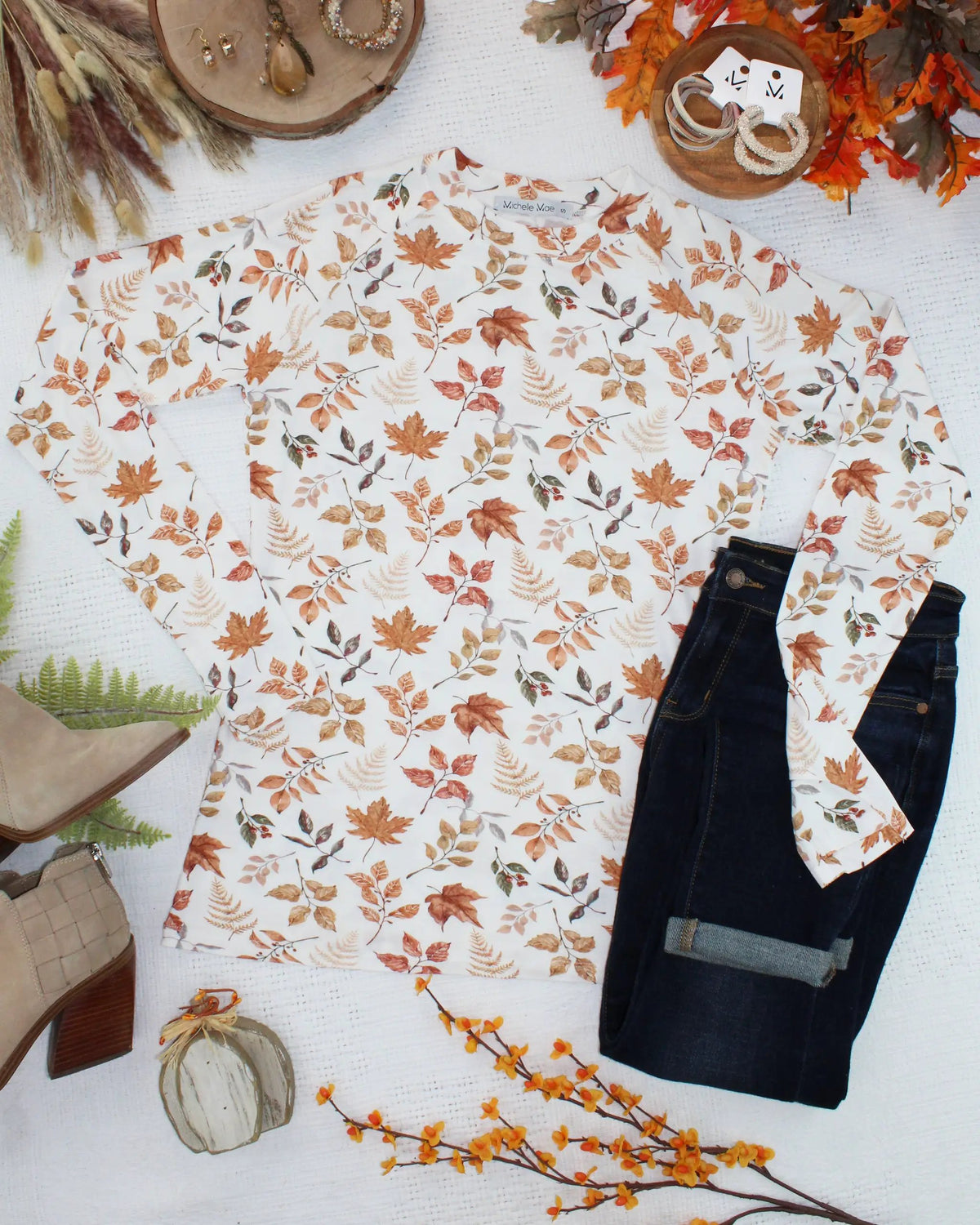 IN STOCK Blair Long Sleeve Top - Harvest Leaves by Michelle Mae