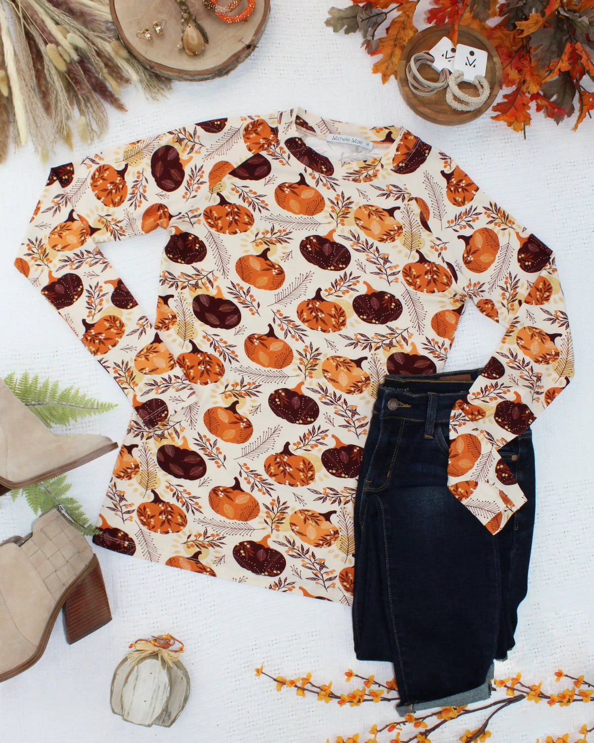 IN STOCK Blair Long Sleeve Top - Autumn Gourds by Michelle Mae